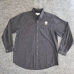 Cutter Buck Pittsburgh Steelers Shirt Men XL Black Checked Long Sleeve Button Up
